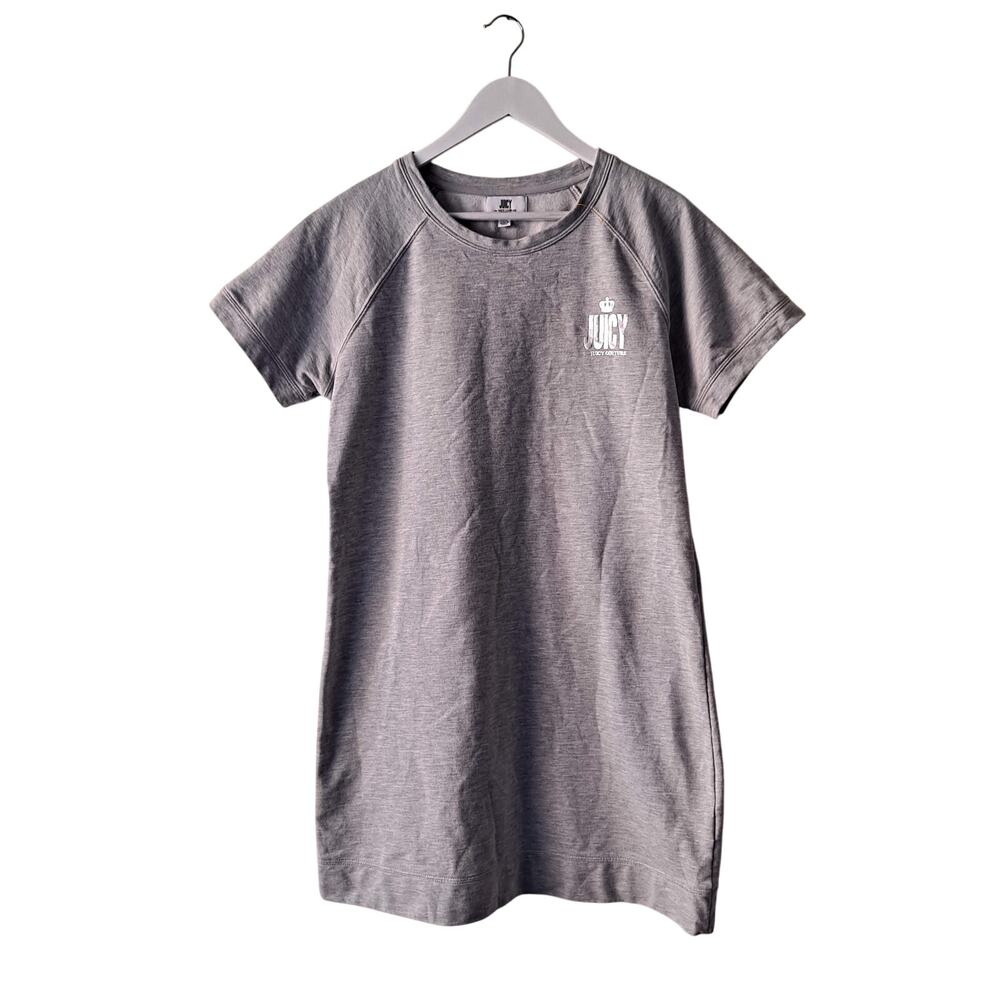 Juicy Couture T-Shirt Dress Short Sleeve Tunic Mini Grey Powder Heather Size XXL